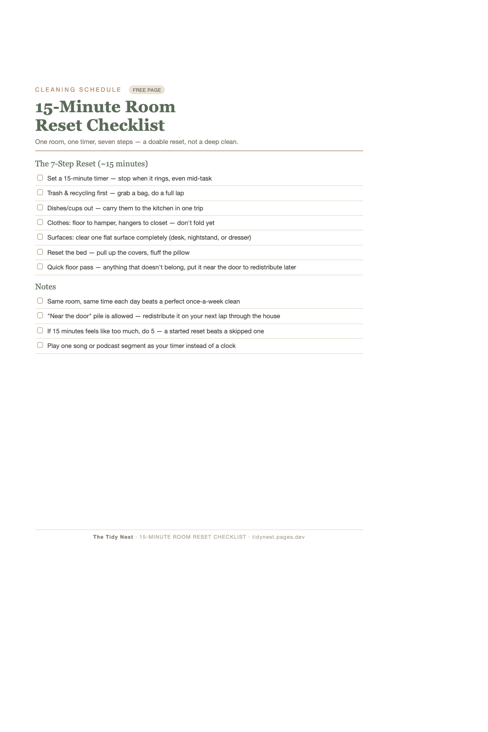 ADHD Cleaning Schedule Printable preview